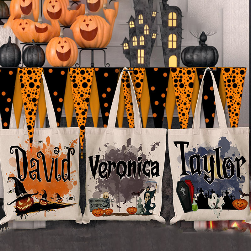 Personalized Halloween Trick or Treat Tote Bag