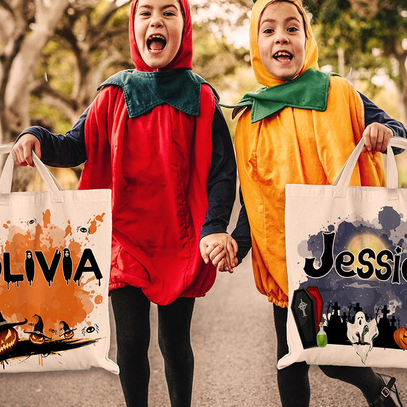 Personalized Halloween Trick or Treat Tote Bag