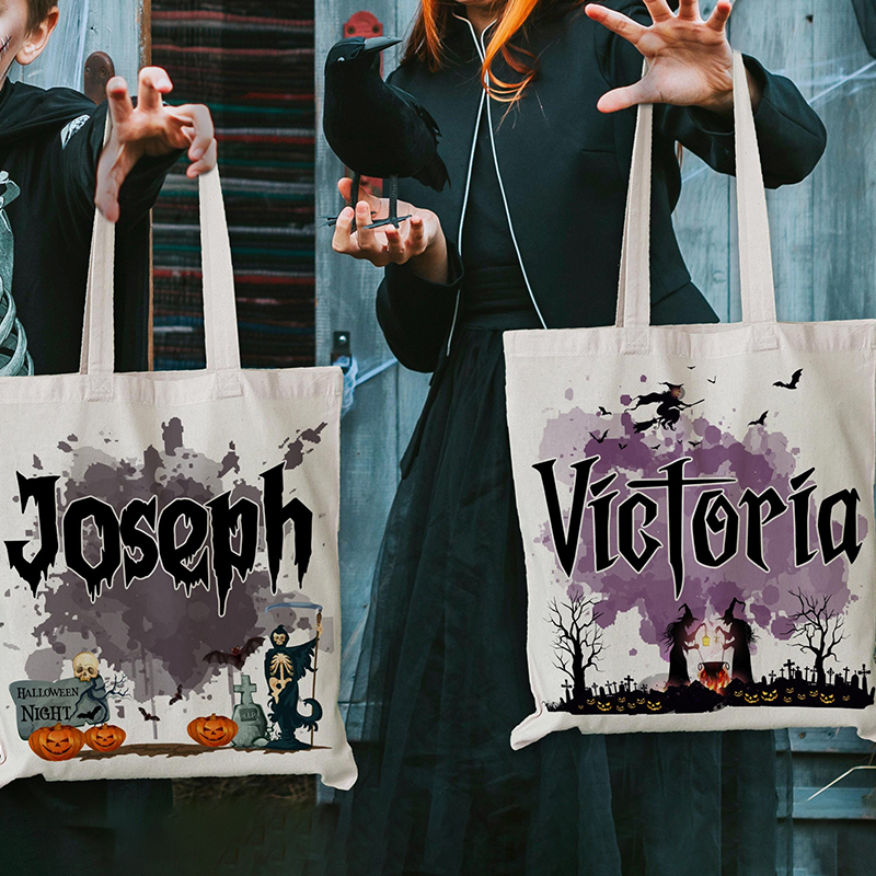 Personalized Halloween Trick or Treat Tote Bag