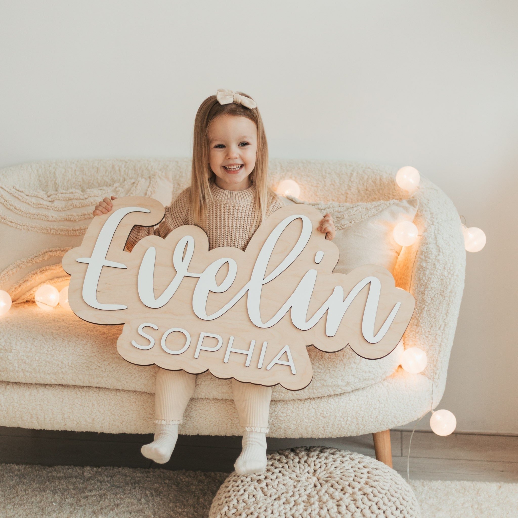 Personalized Nursery Name Sign, Wooden Baby Name Sign, Custom Name Sig