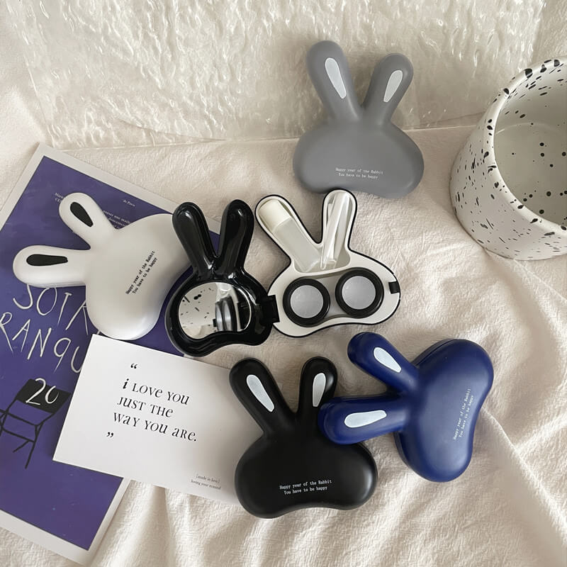 1-Pair Cute Bunny Contact Lens Case with Mirror