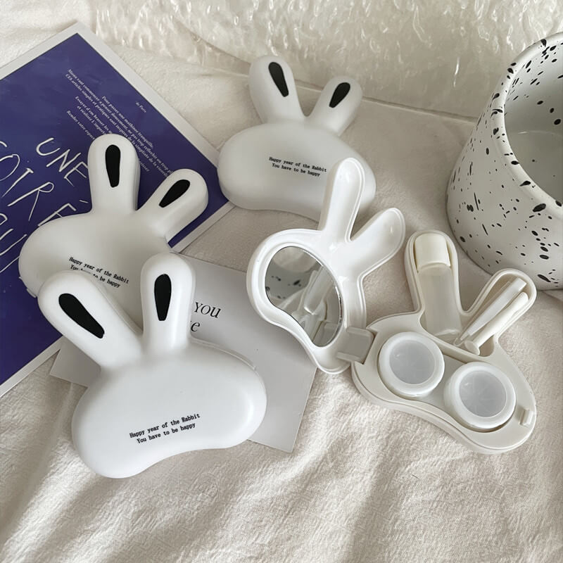 1-Pair Cute Bunny Contact Lens Case with Mirror