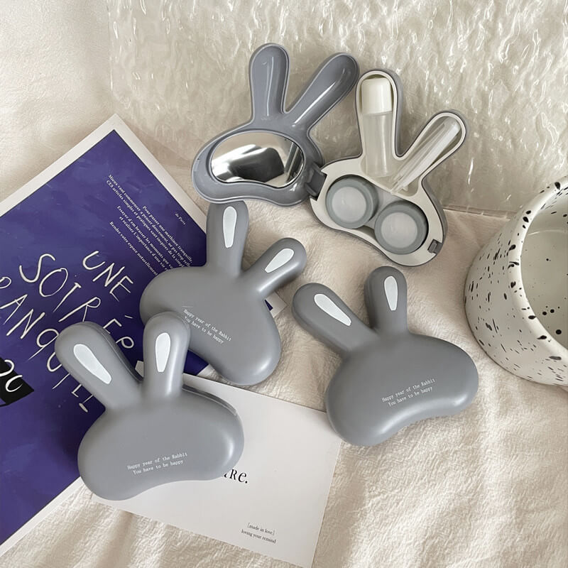 1-Pair Cute Bunny Contact Lens Case with Mirror