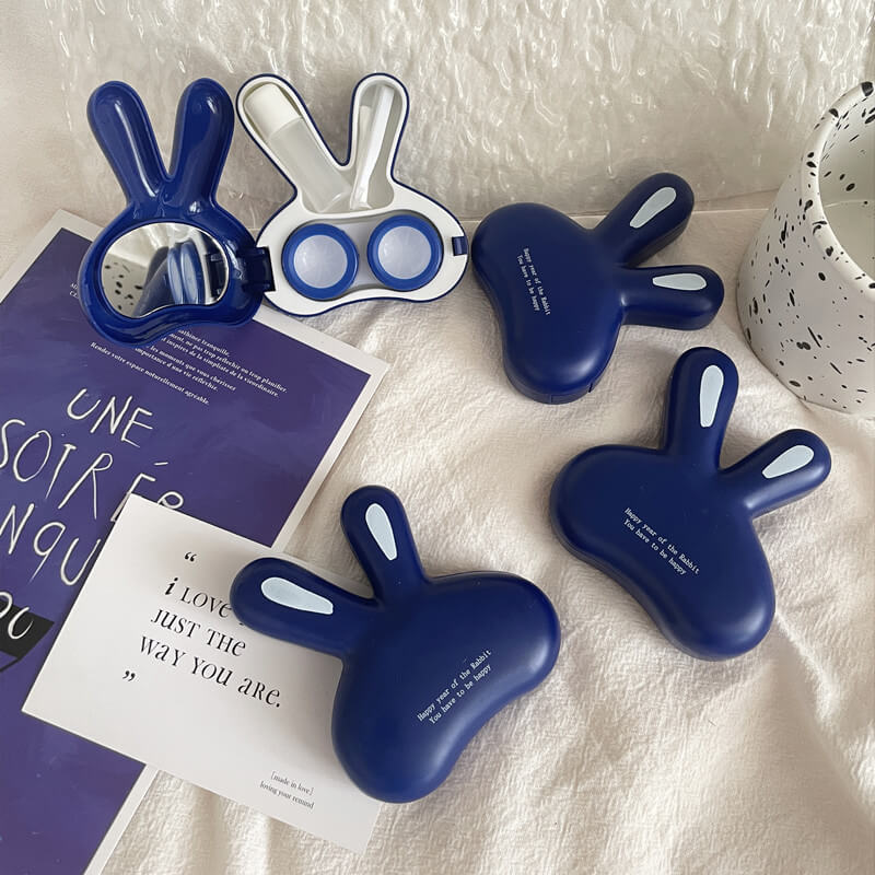 1-Pair Cute Bunny Contact Lens Case with Mirror