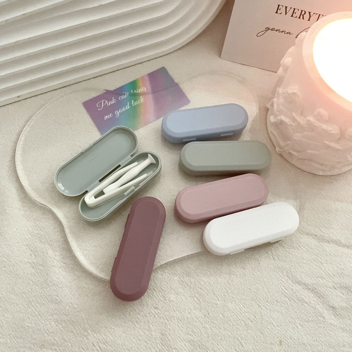 1 PCS Contact Lens Applicator & Tweezer Storage Case – Random Color