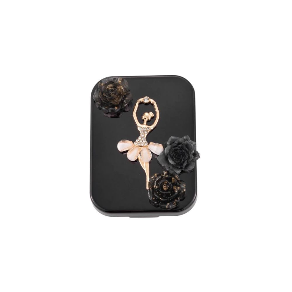 2 Pair Black Gold Ballet Contact Lens Case