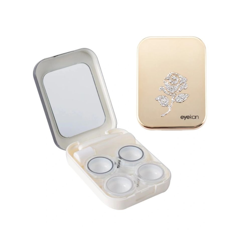 2 Pair Gold Rose Contact Lens Case