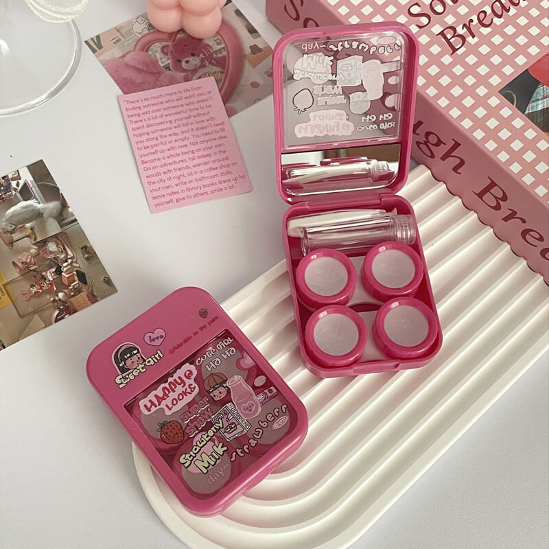 2-Pair Sweet Strawberry Contact Lens Travel Case