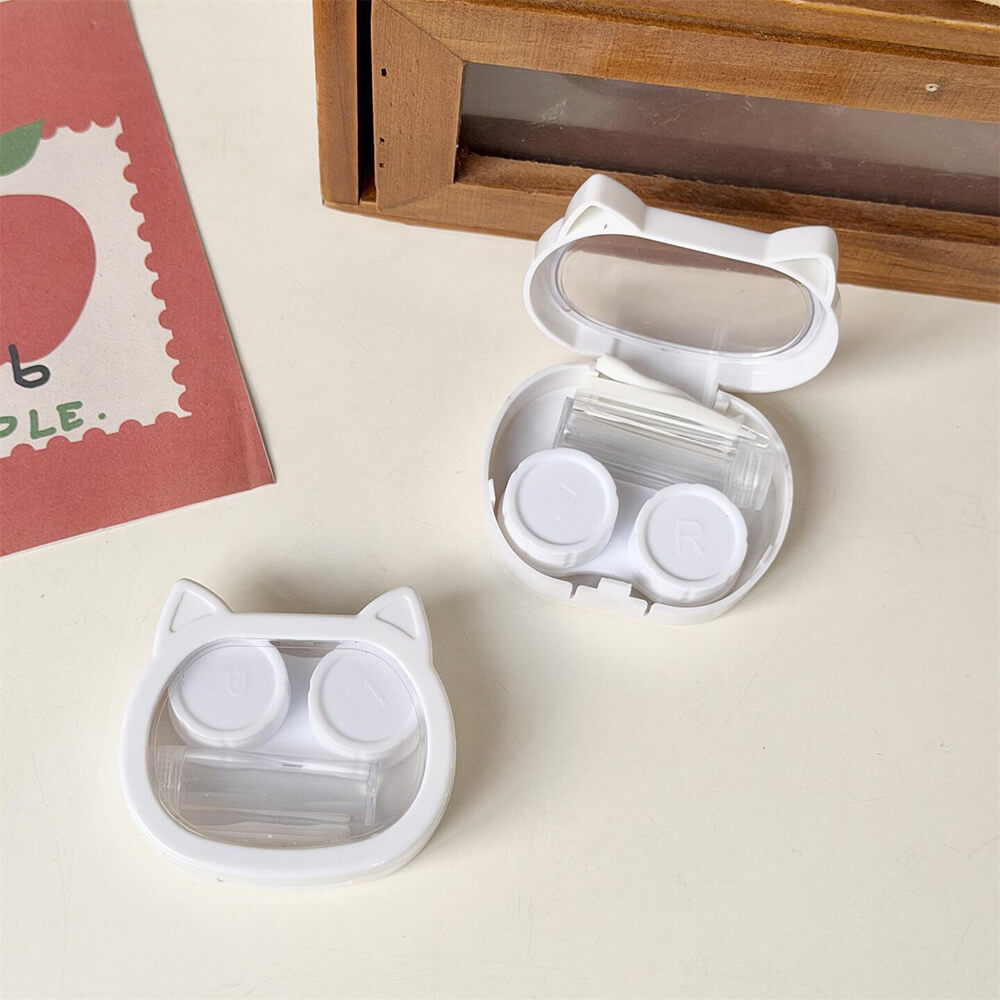 1-Pair Cute Cat Contact Lens Case with Mirror