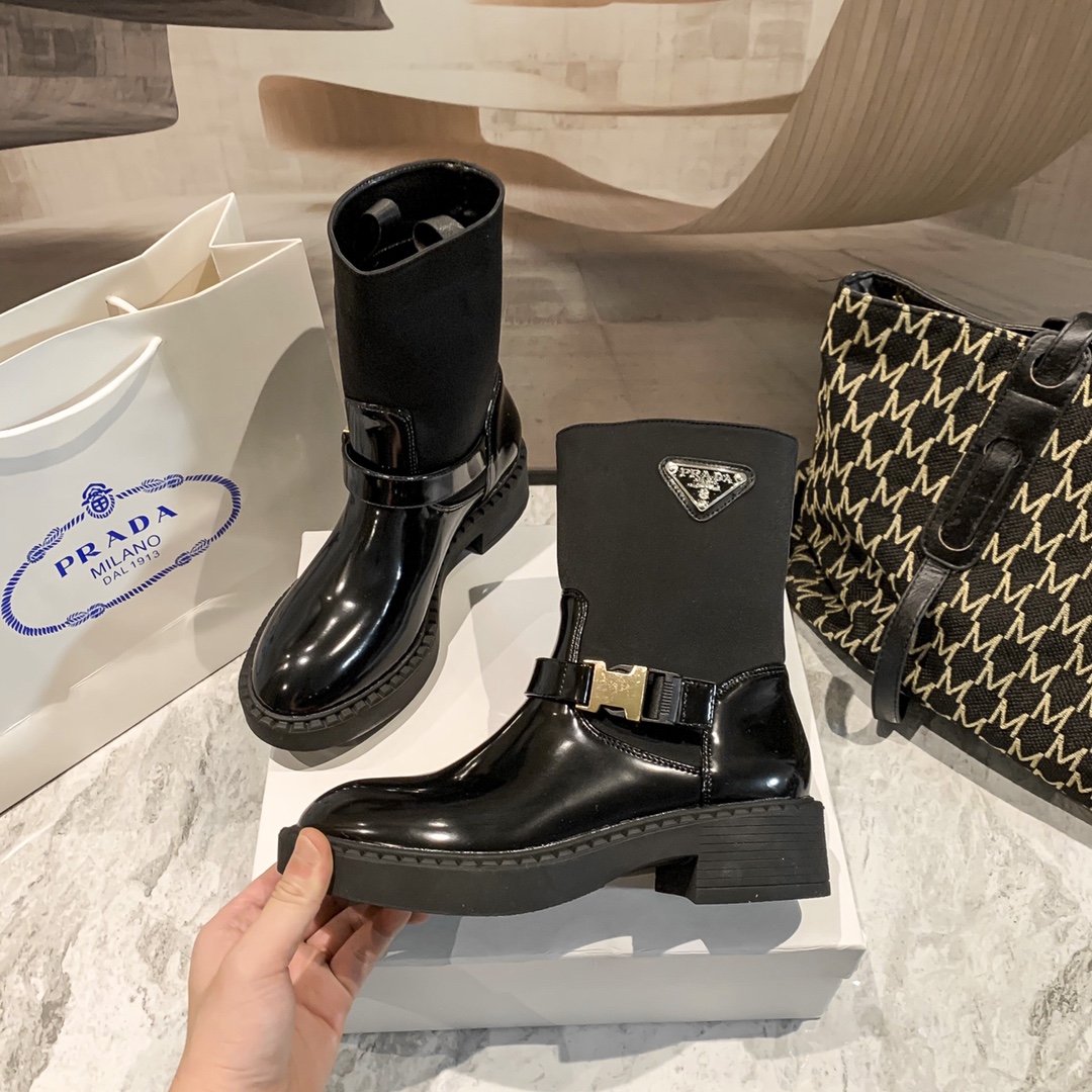 Prada new butter leather thick-soled short boots