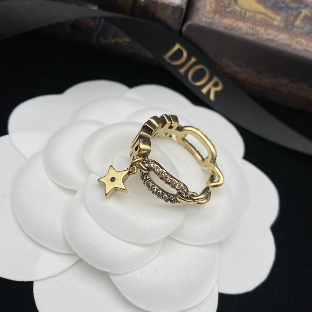 DIOR new letter star diamond set fashion personality open ring