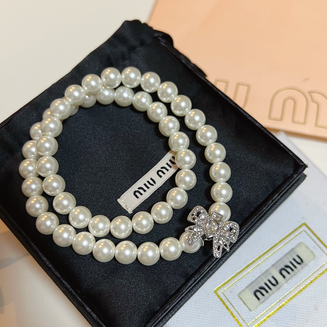 Miumiu Butterfly Pearl Necklace