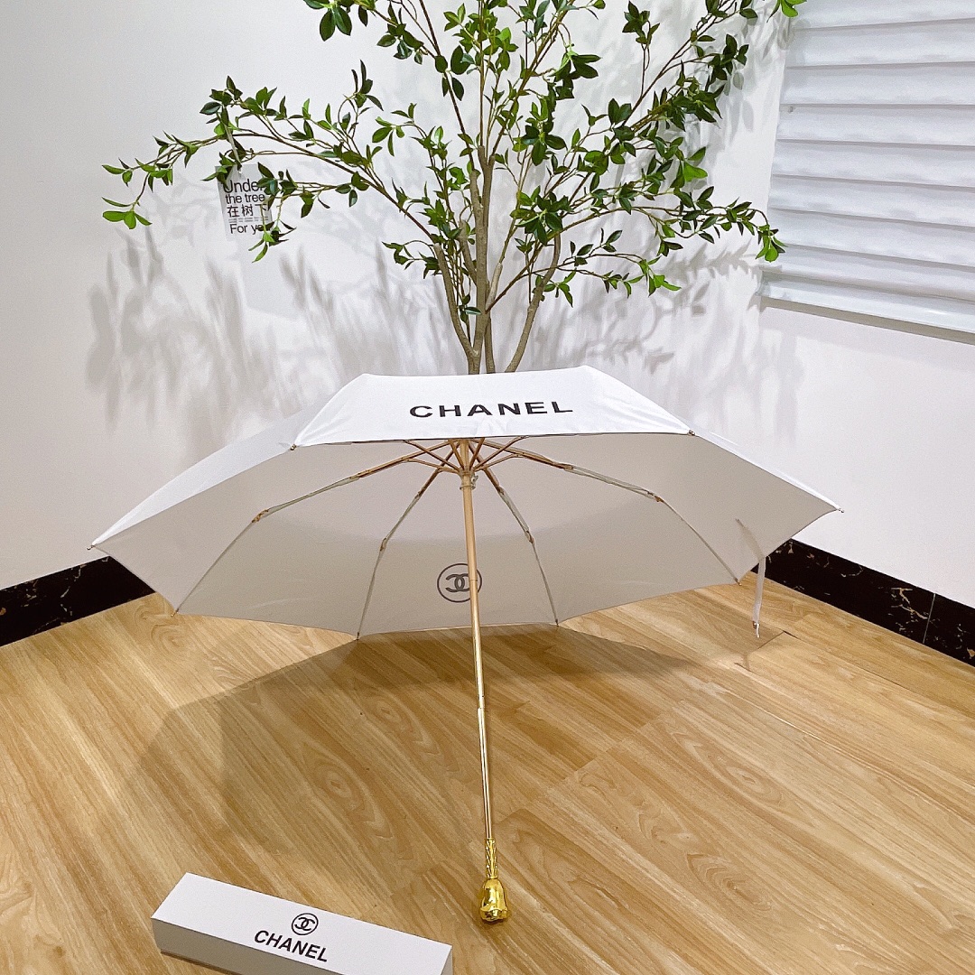 Chanel gold-plated handle fashion umbrella