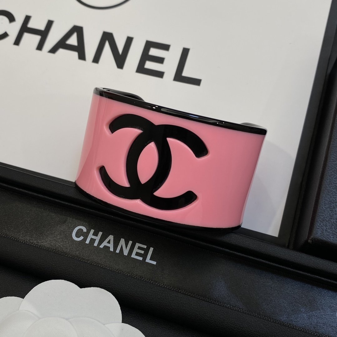 Chanel Acrylic Wide Open Bracelet