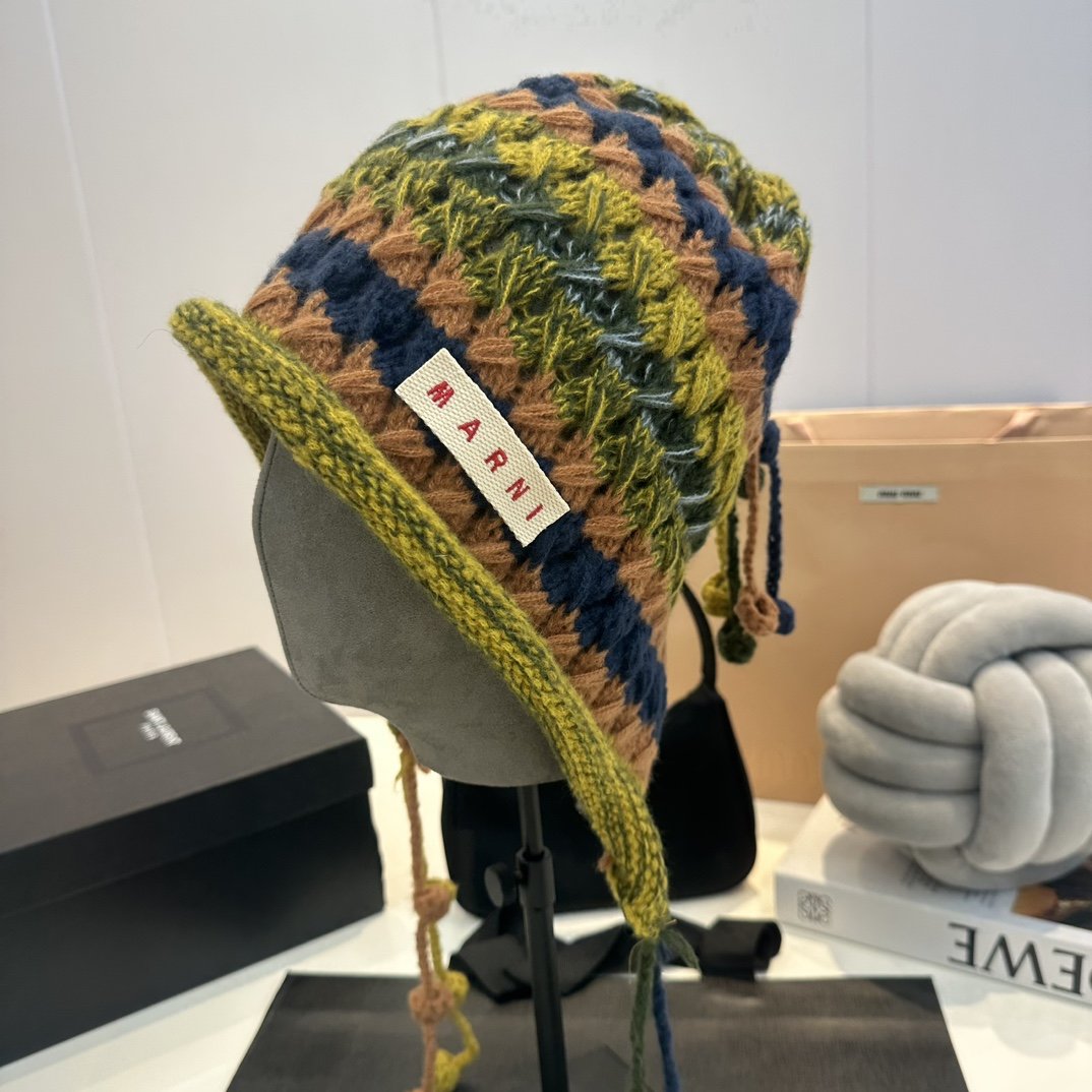 Marni New French Lazy Rainbow Knitted Hat