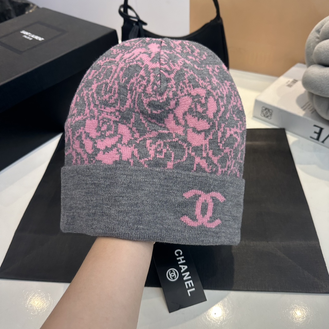 Chanel Camellia Flower Knitted Hat