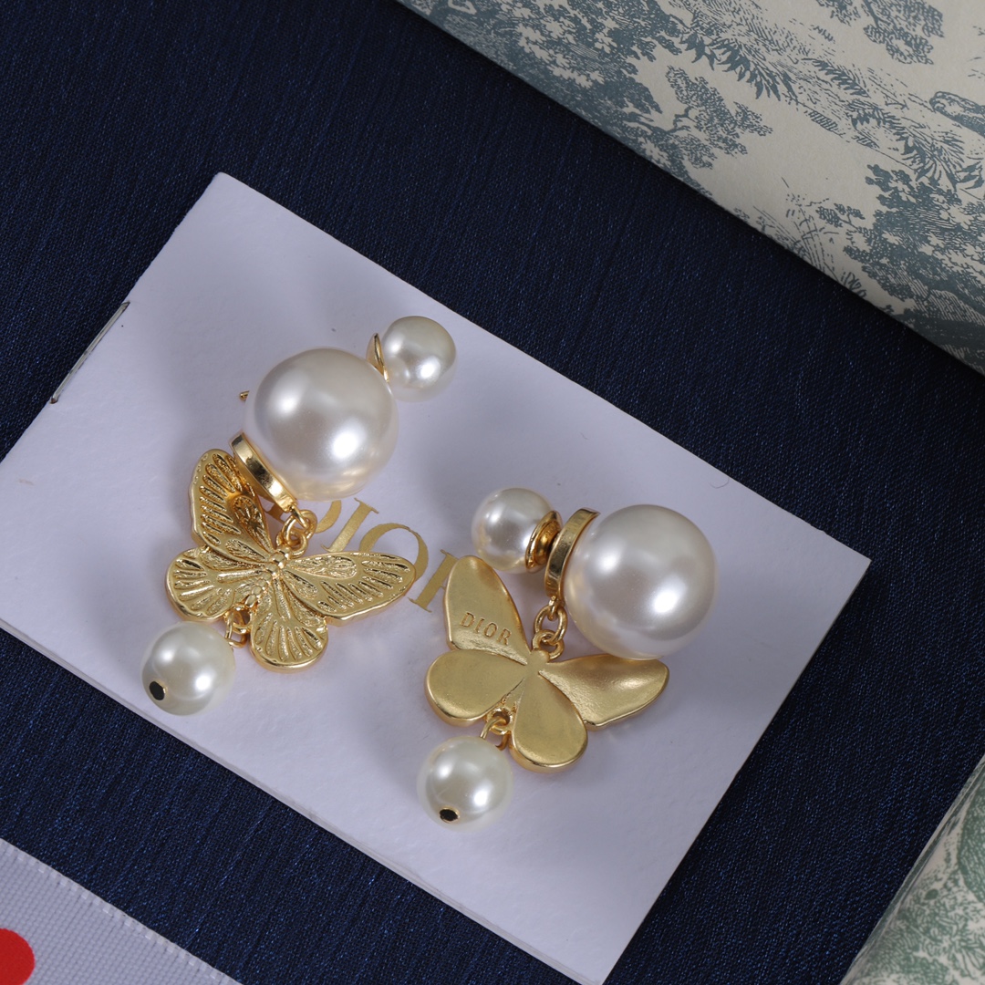 Dior Pearl Butterfly Earrings