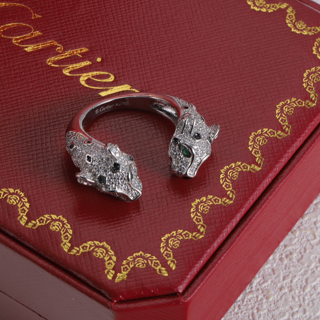 Cartier Fashion Diamond Animal Head Open Ring
