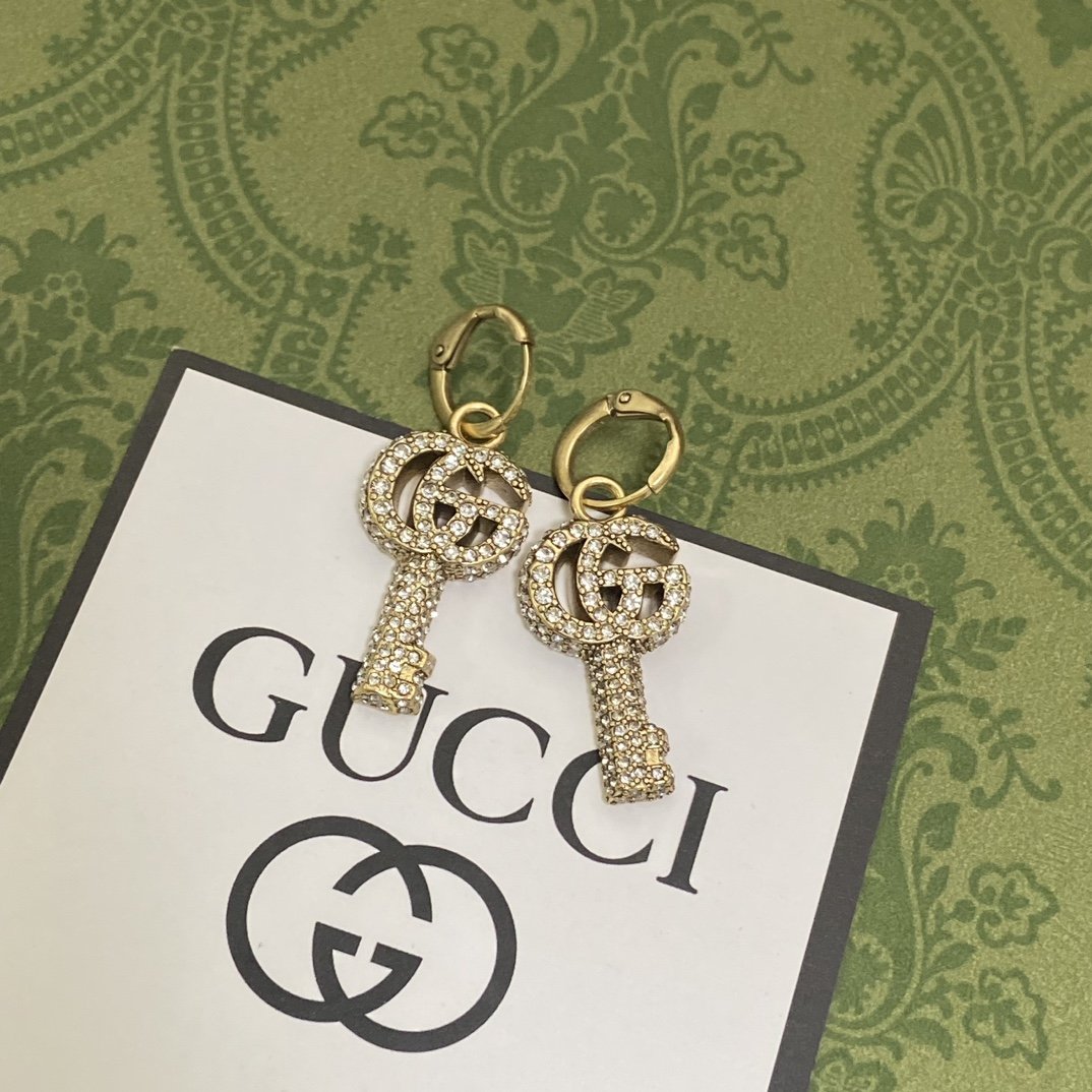 Gucci crystal key earrings