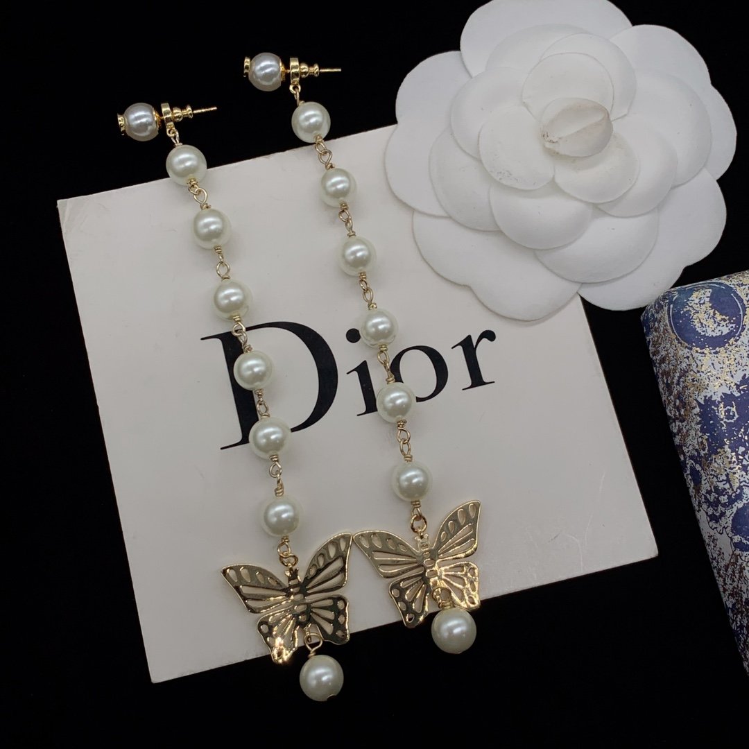 Dior Fashion Pearl Bow Earrings