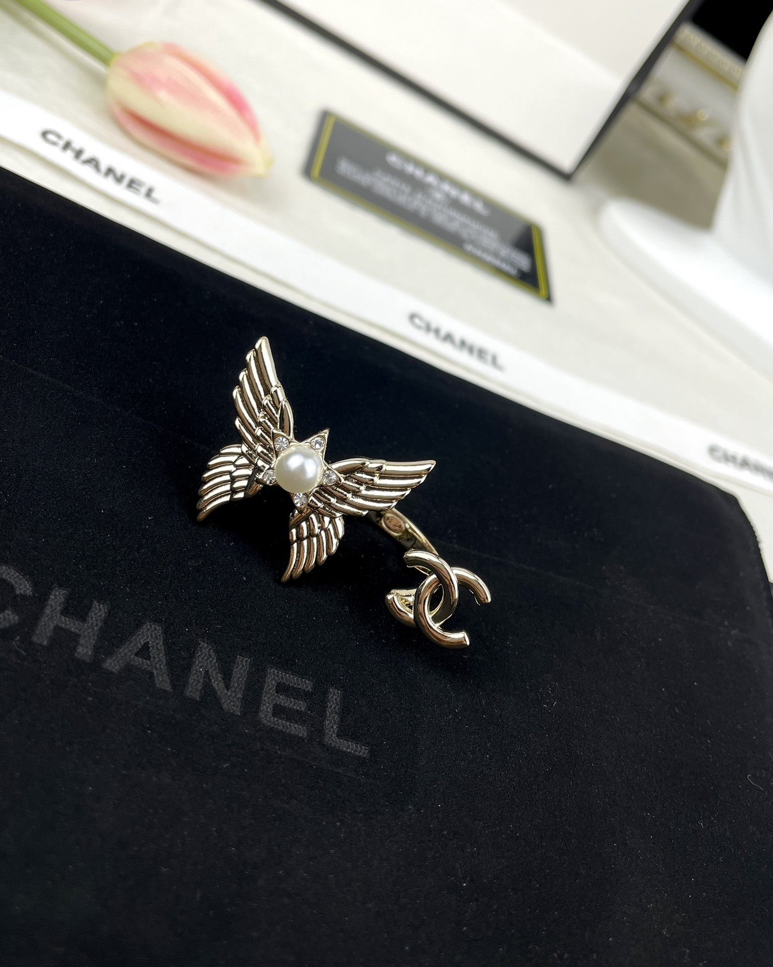 Chanel butterfly shaped open ring