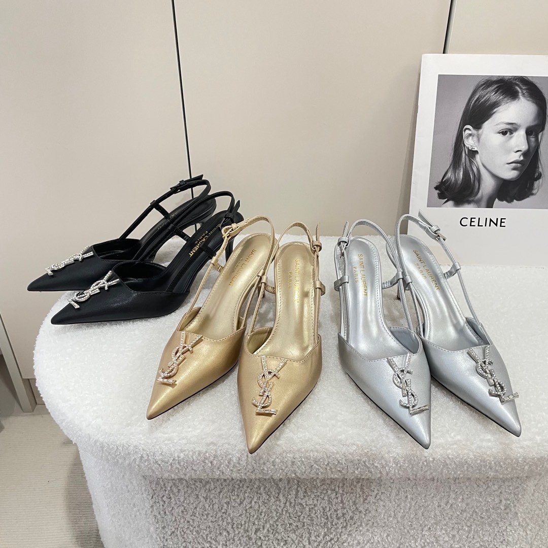 Y design 25SS early spring pointed letter rhinestone high heels