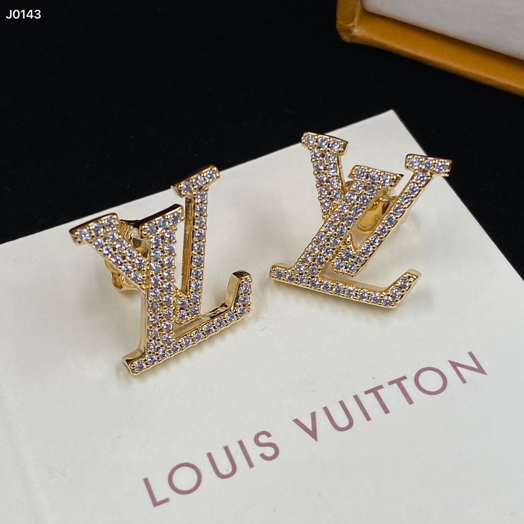 LV Louis Vuitton Logo rhinestone Earrings