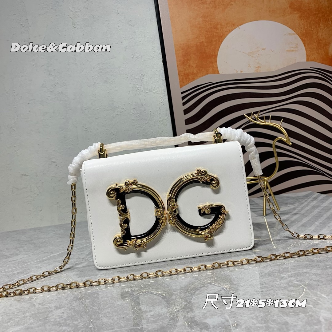 DG Dolce & Gabbana Metal logo crossbody bag with shoulder chain genuine leather