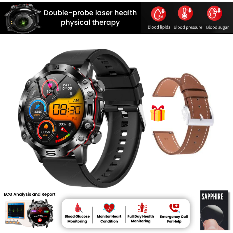 2024 New Blood Lipids Uric Acid Blood Glucose Watch - ECG+PPG Fitness Tracker