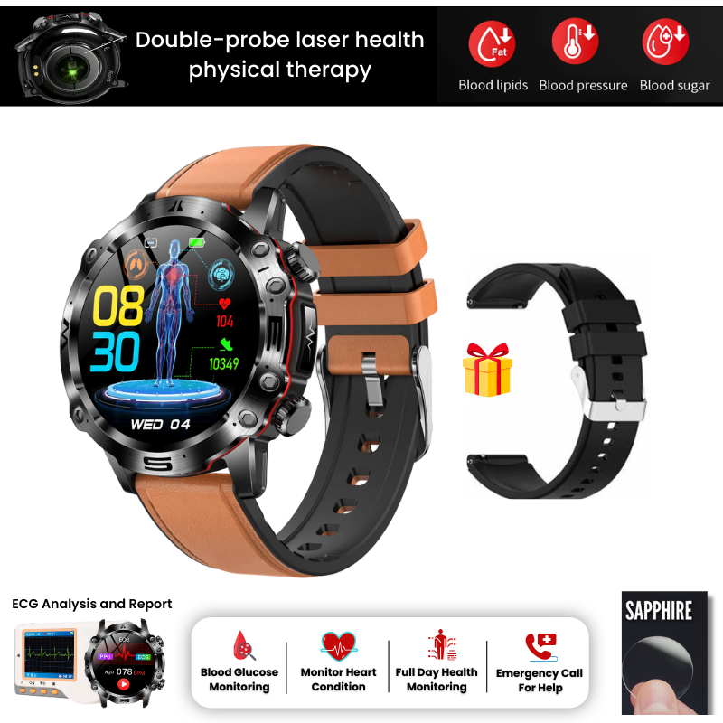 2024 New Blood Lipids Uric Acid Blood Glucose Watch - ECG+PPG Fitness Tracker