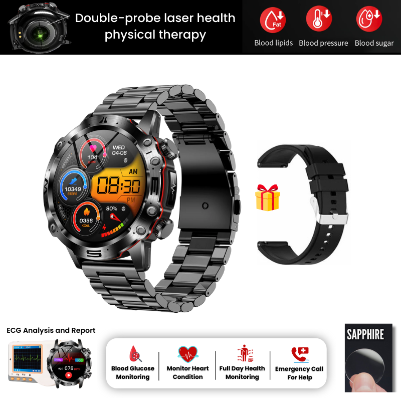 2024 New Blood Lipids Uric Acid Blood Glucose Watch - ECG+PPG Fitness Tracker