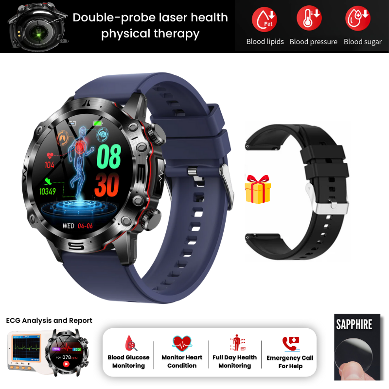 2024 New Blood Lipids Uric Acid Blood Glucose Watch - ECG+PPG Fitness Tracker