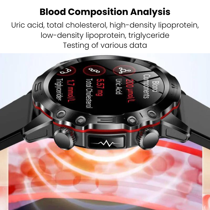 2024 New Blood Lipids Uric Acid Blood Glucose Watch - ECG+PPG Fitness Tracker