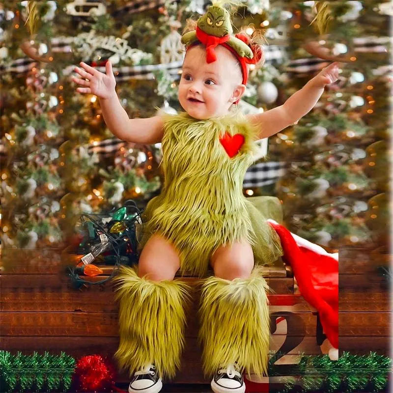 Baby Girl Christmas Skirt romper + Leg Warmers