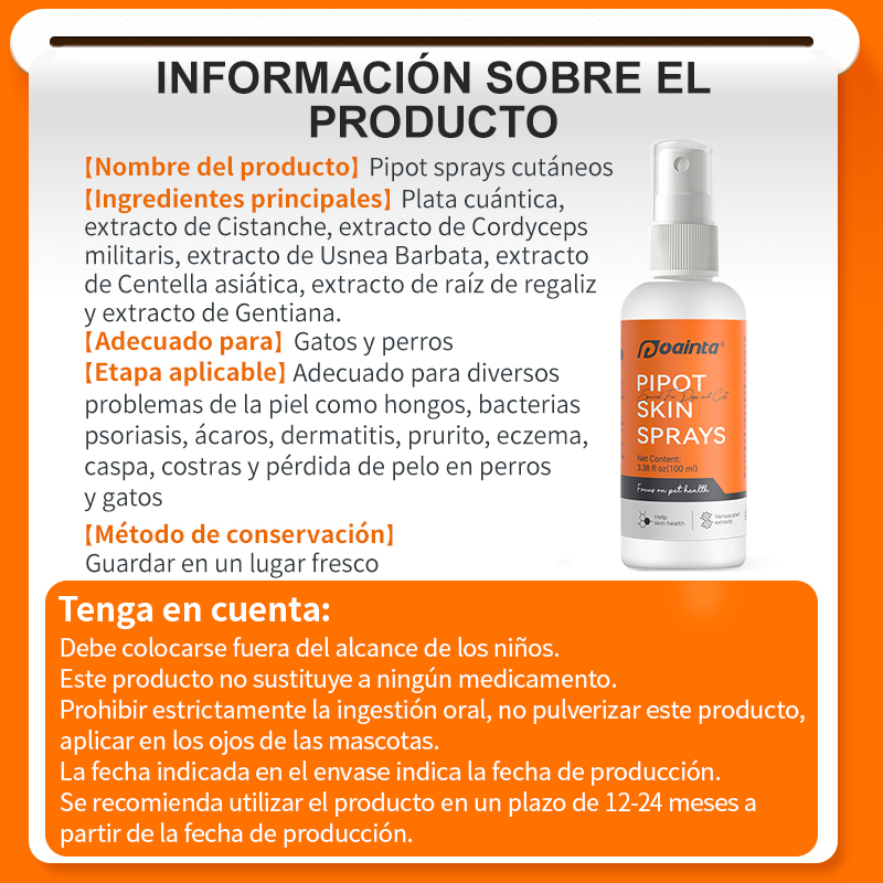 Spray para el tratamiento de la piel de perros y gatos