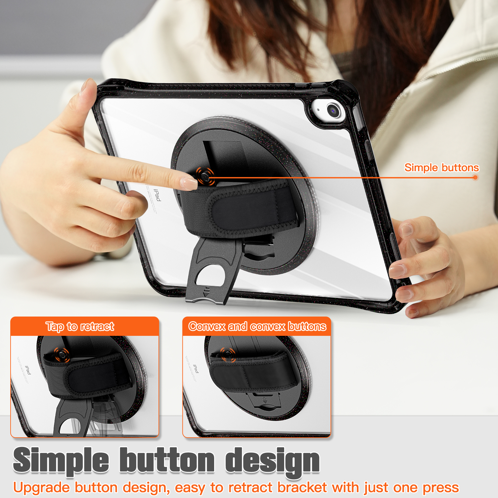 Full-Body Shockproof Protective Case 360 Rotating Hand Strap Kickstand For iPad 10th Gen Case 10.9 Inch 2022 