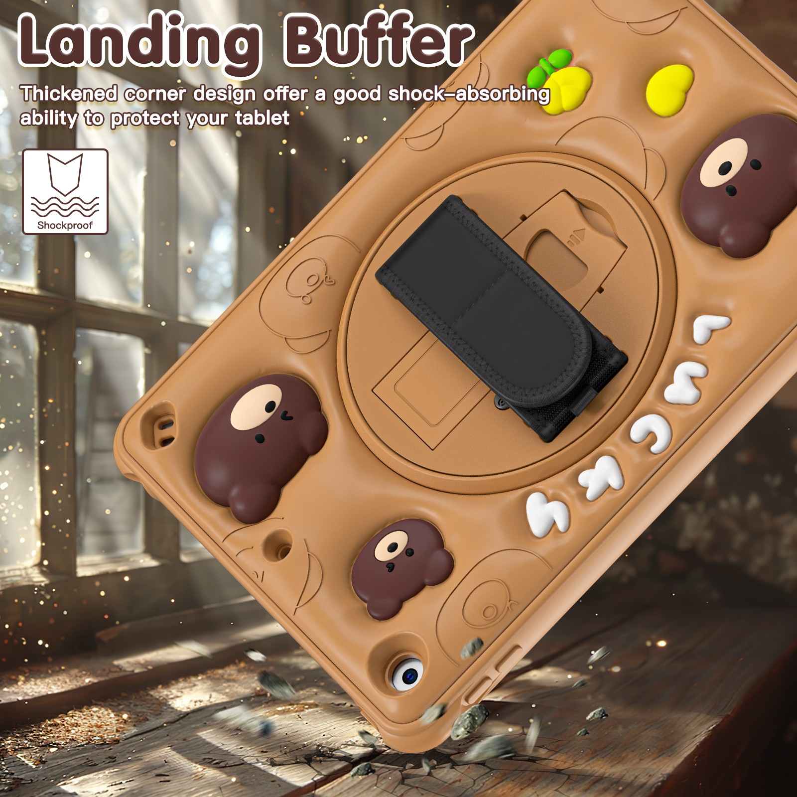 Soft Silicone 3D Cartoon Bear Design EVA Rugged Tablet Cover Portable Case For iPad 10.2/10.9/Pro 11