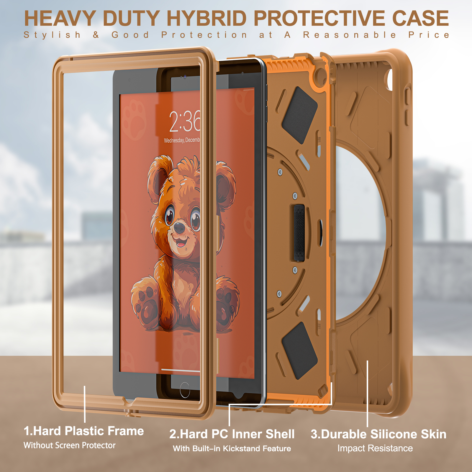 Cartoon Bear Silicone Shockproof Tablet Case for iPad 9th/8th/7th iPad 10.2 2021 Tablet Cover