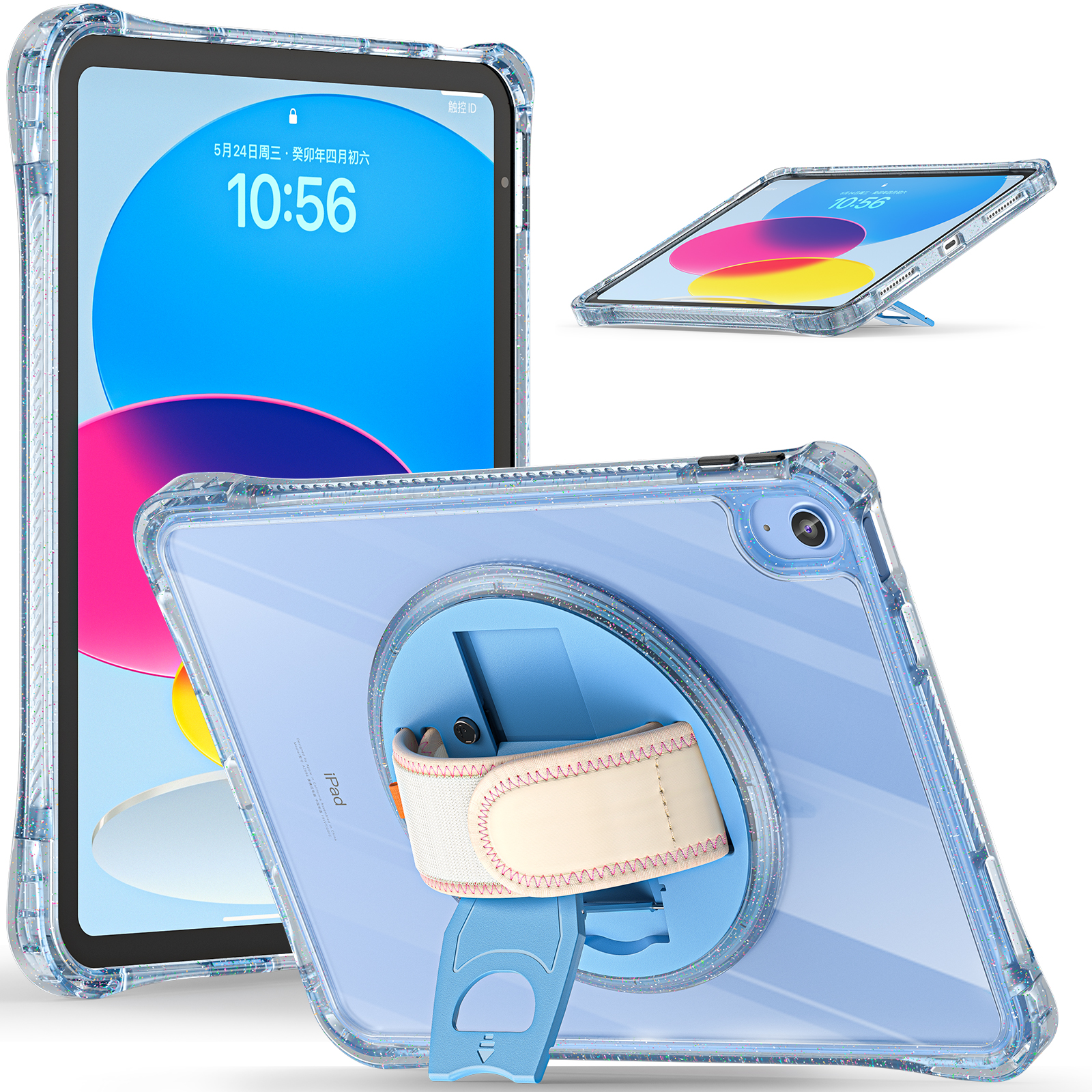 Transparent Protective Case For iPad With Hand Strap And Pencil Holder Shockproof 10th 10.9 inch 2022 