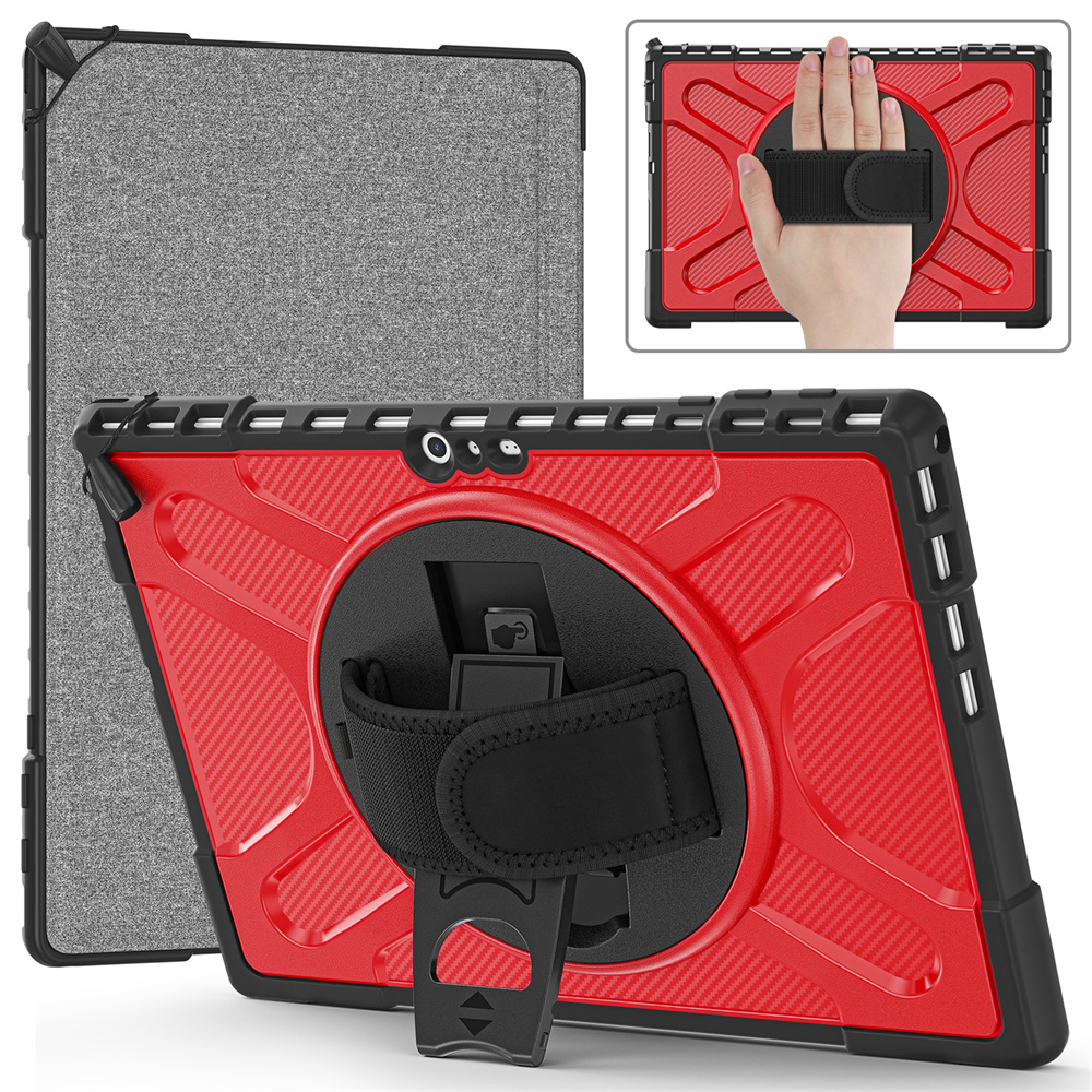 Silicone Tablet Case for Microsoft Surface Pro 4 5 6 7 7+ Protective Cover with 360 Rotation Hand Strap Kickstand