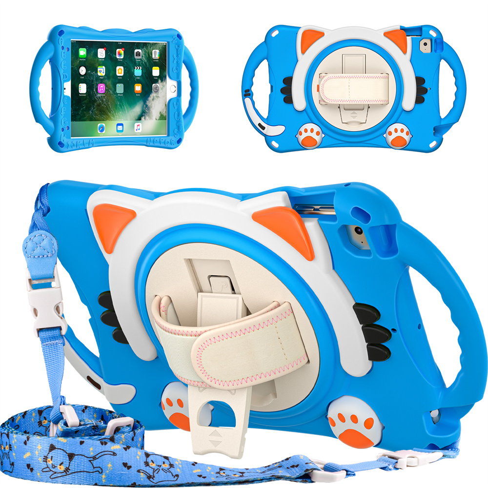 Perfect Protection Cartoon Kids Tablet Case for iPad mini 1 2 3 4 5 Cover Case With Shoulder Strap