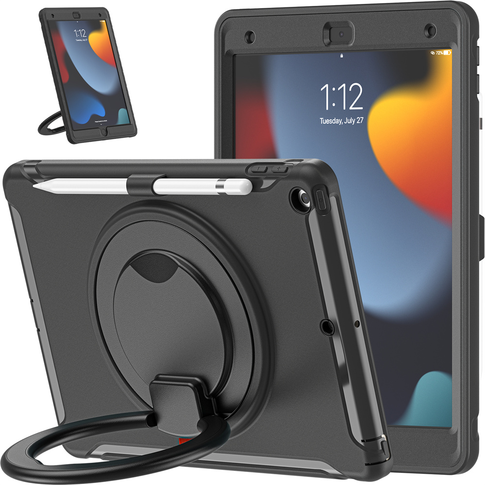Tablet shockproof protective case for ipad 10.2 2021/2020/2019 cover case with kickstand handle and pencil holder
