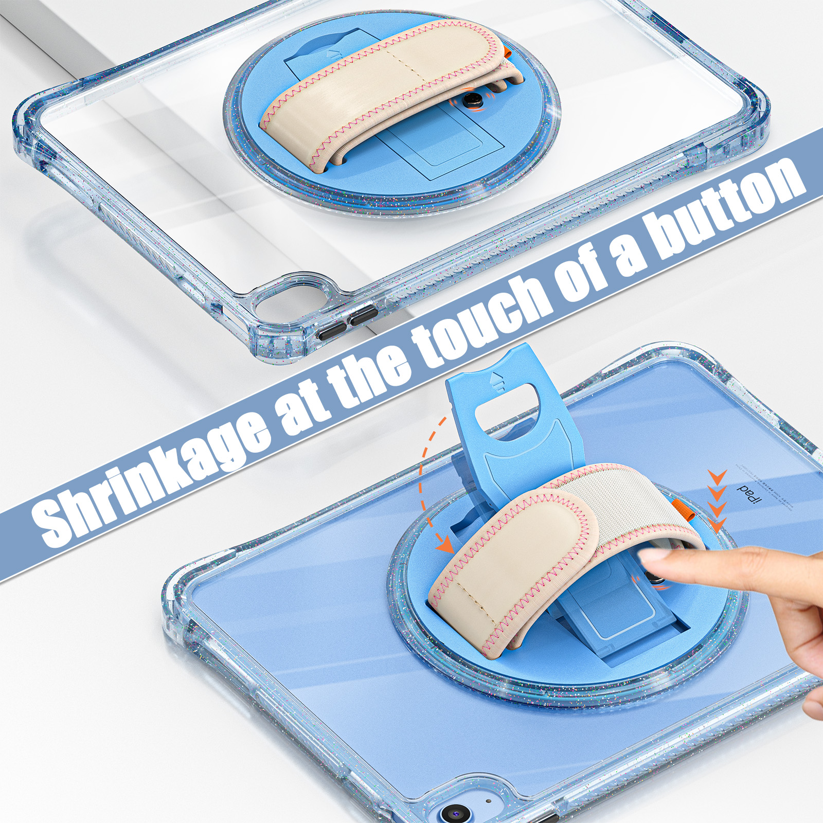 Transparent Protective Case For iPad With Hand Strap And Pencil Holder Shockproof 10th 10.9 inch 2022 
