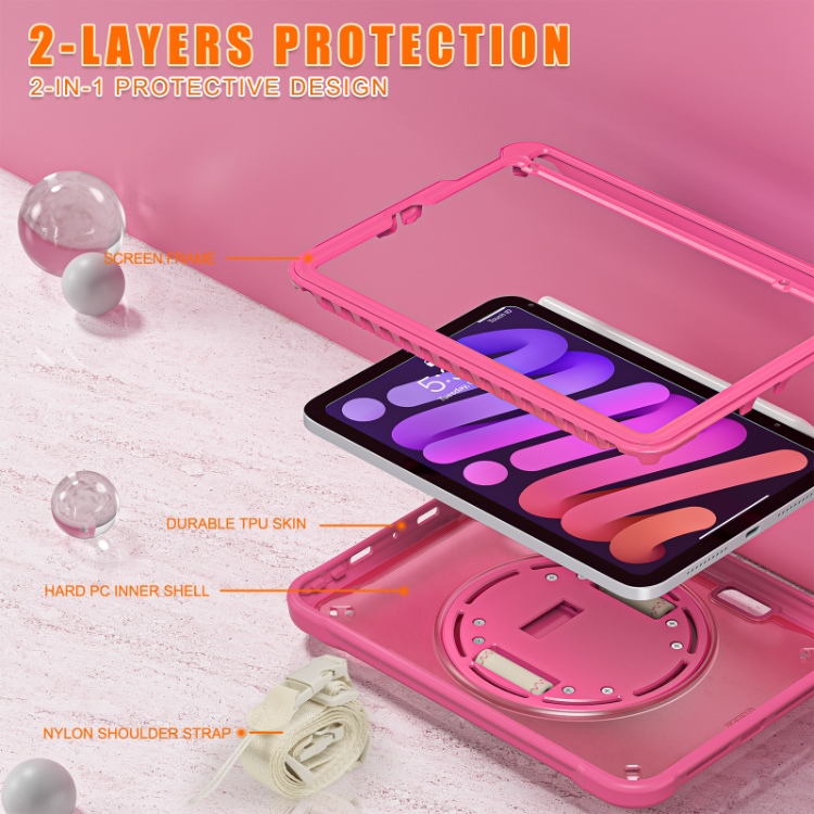 Full Body Protection TPU Shockproof Tablet Cover Case For iPad Mini 6 Pink Rugged Case