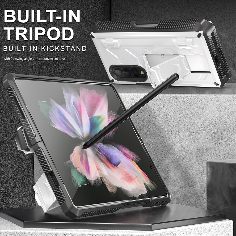 Mobile Phone Accessories Back Cover Case For Samsung Galaxy Z Fold 3 5G Phone Cases With Pen Holder And Kickstand