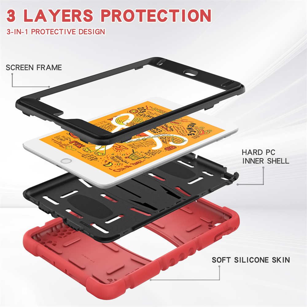 Silicone Shockproof Rugged Tablet Case Cover For iPad Mini 5 4 Case With Stand