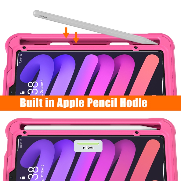 Full Body Protection TPU Shockproof Tablet Cover Case For iPad Mini 6 Pink Rugged Case