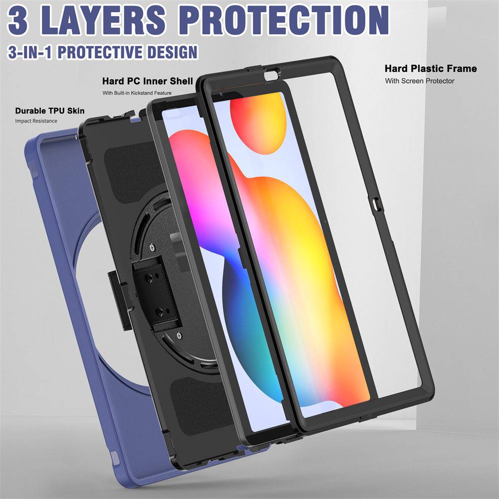 Tablet Accessories Hybrid Rugged Cover For Samsung Galaxy Tab S6 lite Case With Rotating Hand Strap