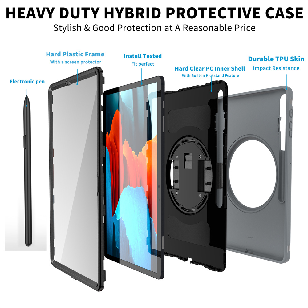 Rugged Shockproof Slim TPU Tablet Case For Samsung Galaxy Tab S7 Plus Case S8 Plus 12.4 inch Cover