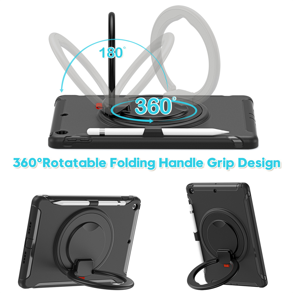 Tablet shockproof protective case for ipad 10.2 2021/2020/2019 cover case with kickstand handle and pencil holder